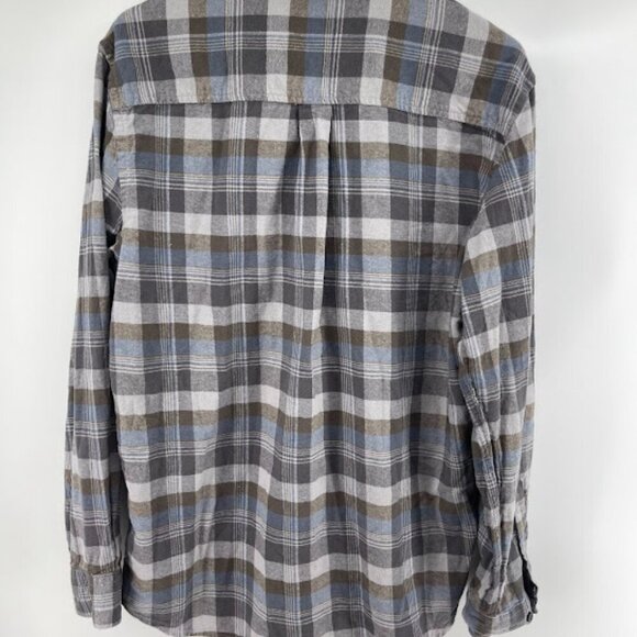 Ocean + Coast Plaid Flannel Men's Shirt Gray/Blue Long Sleeve Button Down - Picture 5 of 6